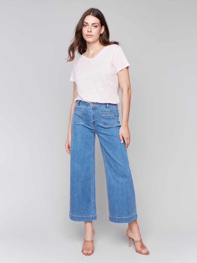 Cropped Wide Leg Jeans