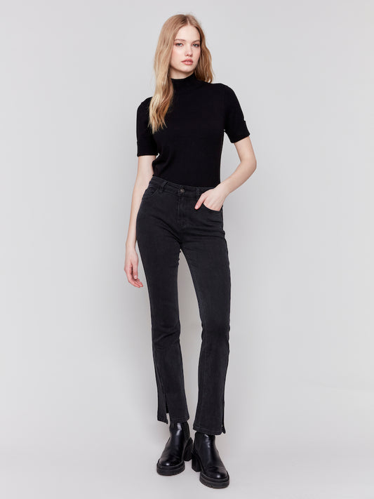 Straight Leg Split Hem Jeans