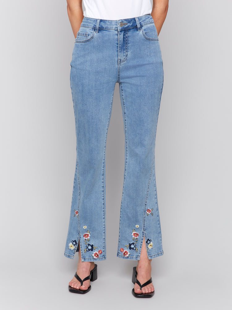 Embroidered Flare Fit Jeans