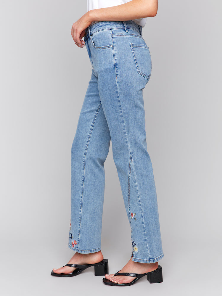 Embroidered Flare Fit Jeans