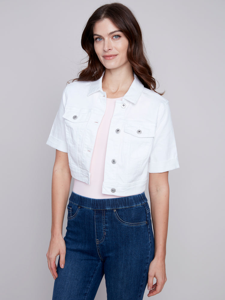 Short Sleeve Cropped Jean Jacket