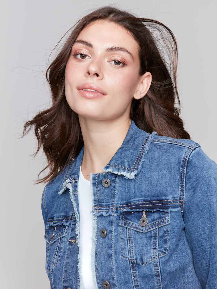 Frayed Hem Denim Jacket