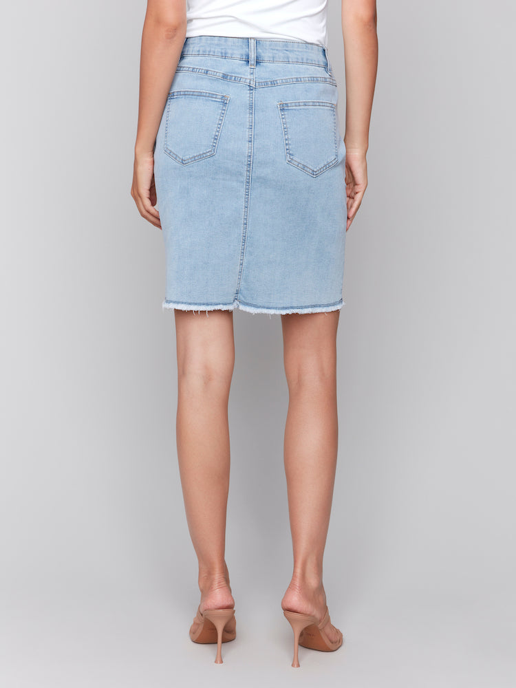 Frayed Hem Denim Skirt