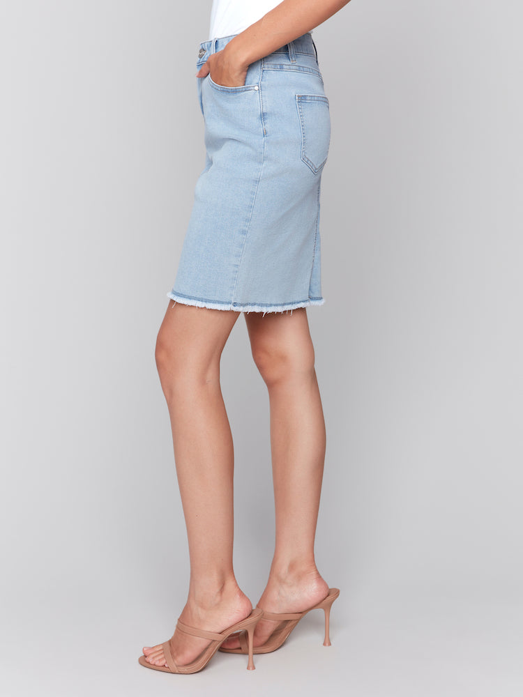 Frayed Hem Denim Skirt