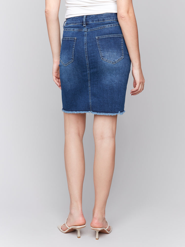 Frayed Hem Denim Skirt