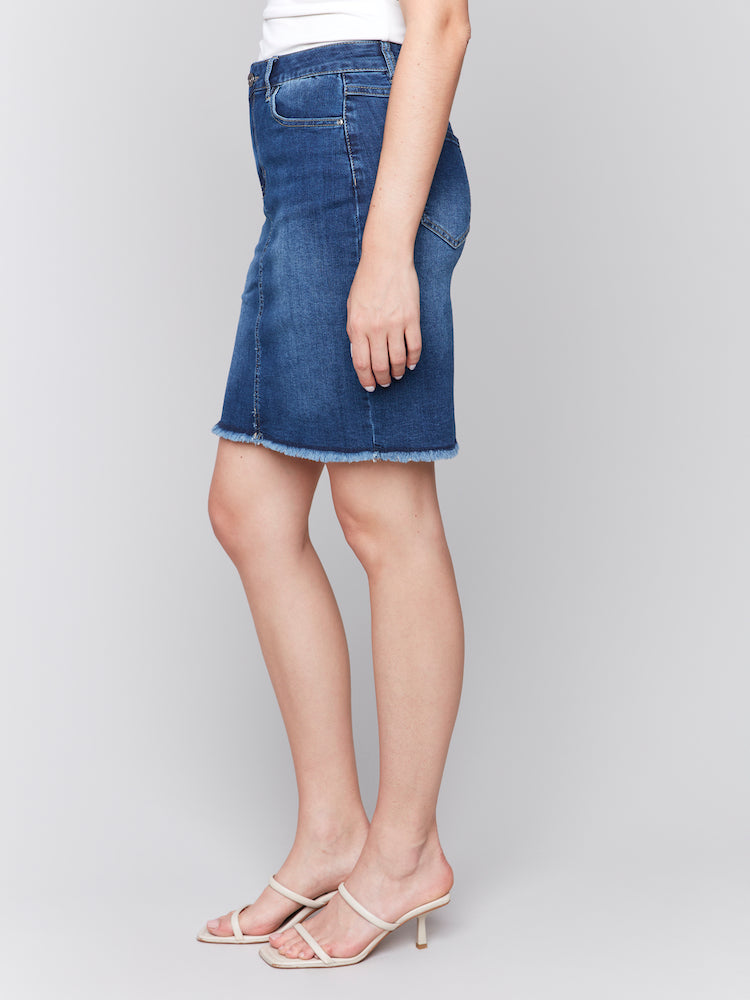 Frayed Hem Denim Skort