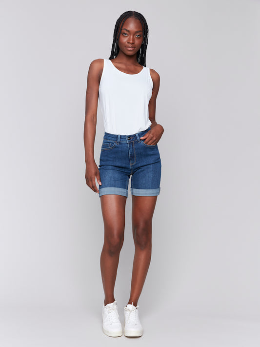 Rolled Cuff Denim Shorts