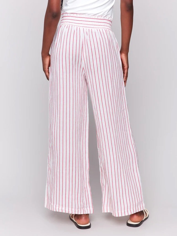 Stripe Linen Wide Leg Pants