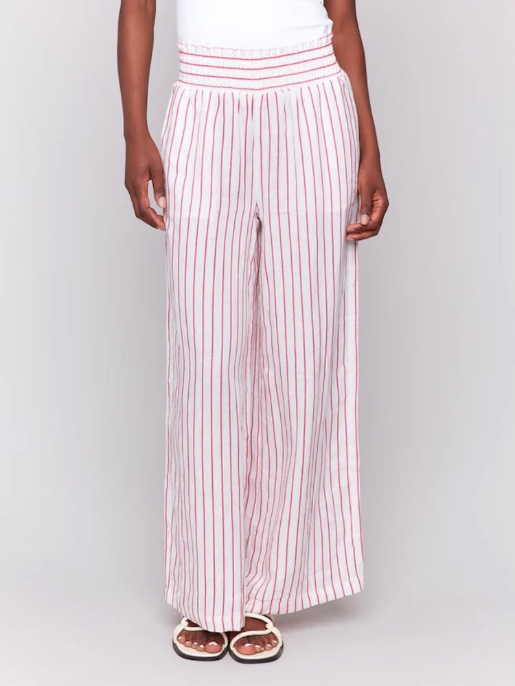 Stripe Linen Wide Leg Pants