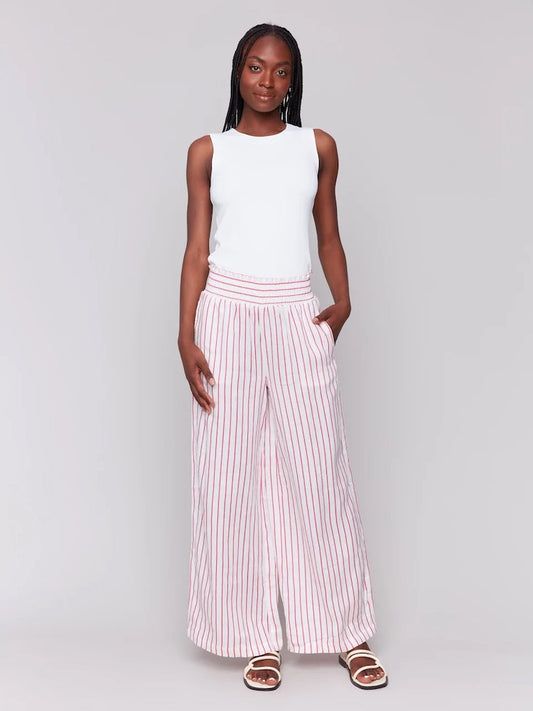 Stripe Linen Wide Leg Pants