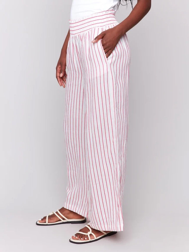 Stripe Linen Wide Leg Pants