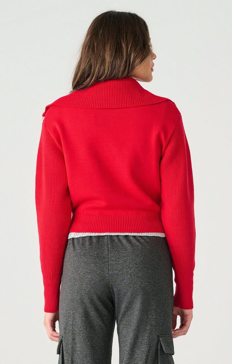 Long Sleeve Half Zip Textured Sweater