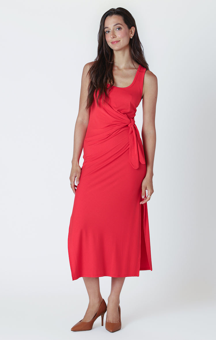 Sleeveless Knot Detail Midi Dress