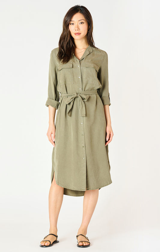 Belted Utility Midi Dress