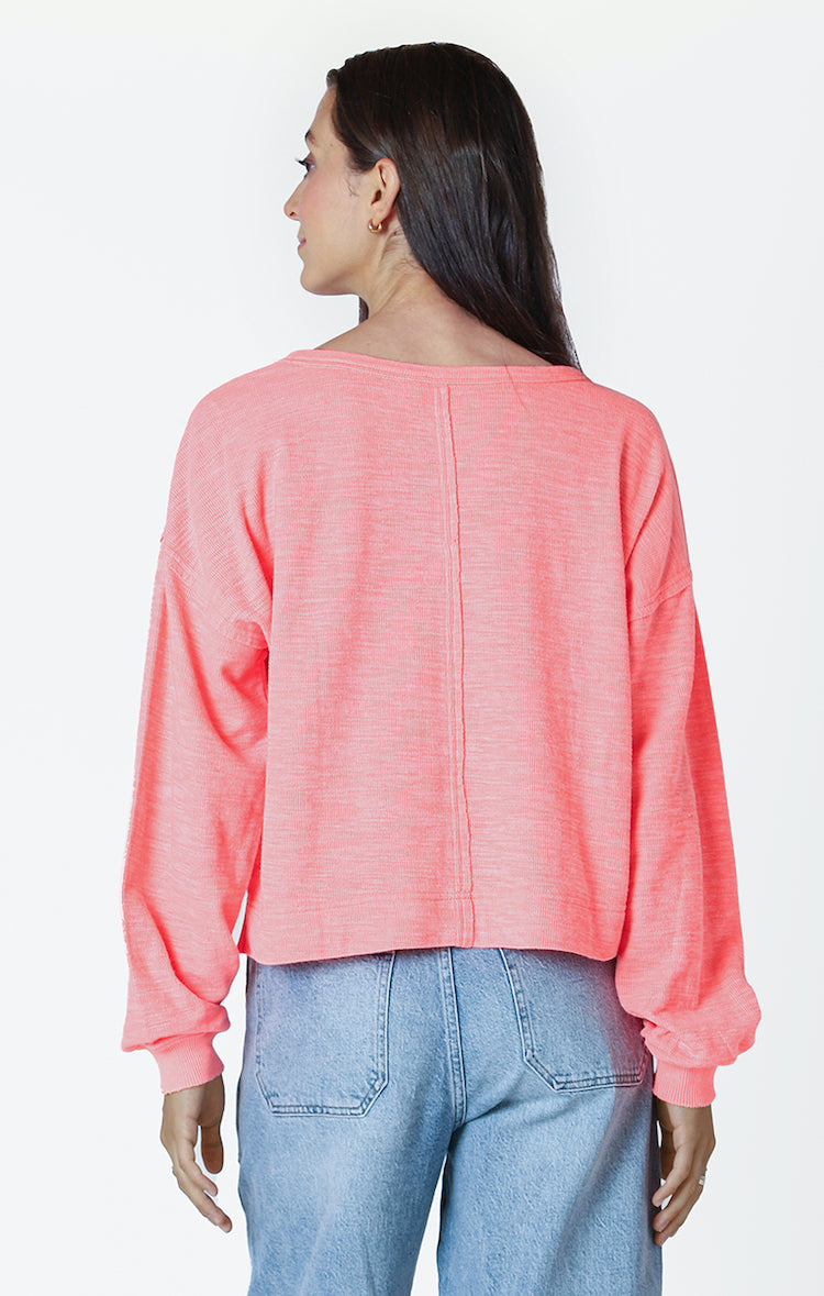 Long Sleeve Crew Neck Top With Pocket