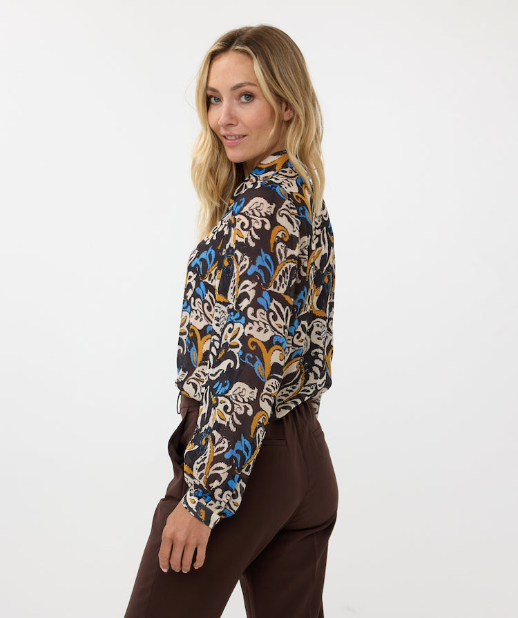 Vivid Print Button Front Blouse