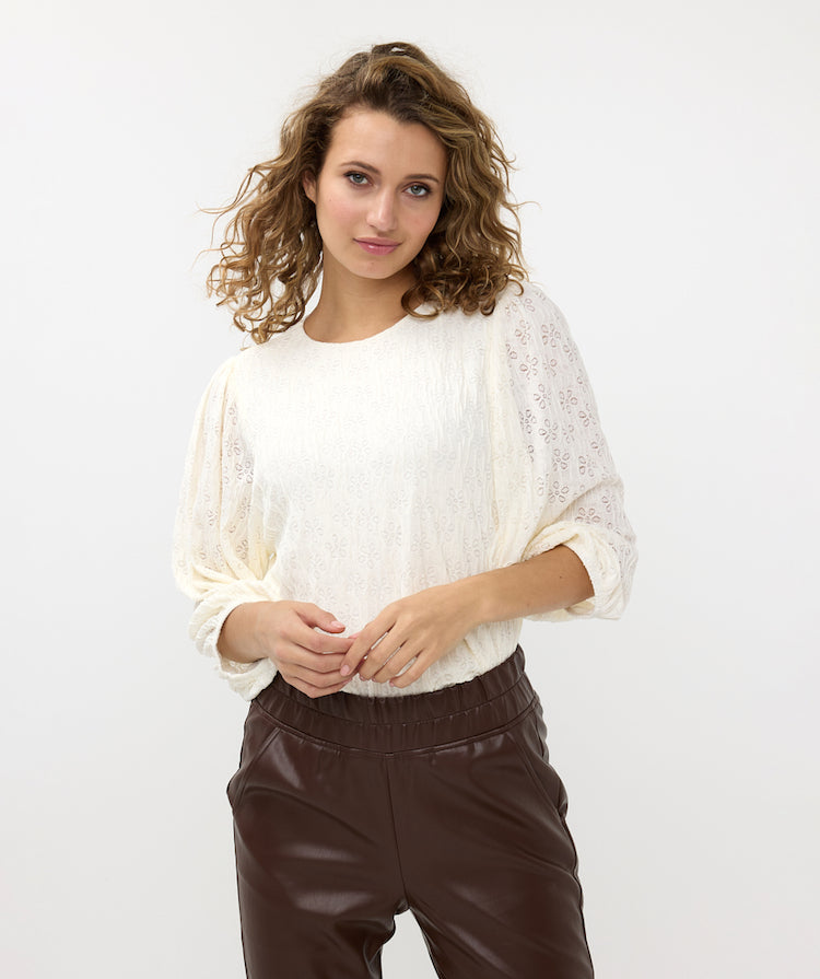 Textured Puff Sleeve Blouse