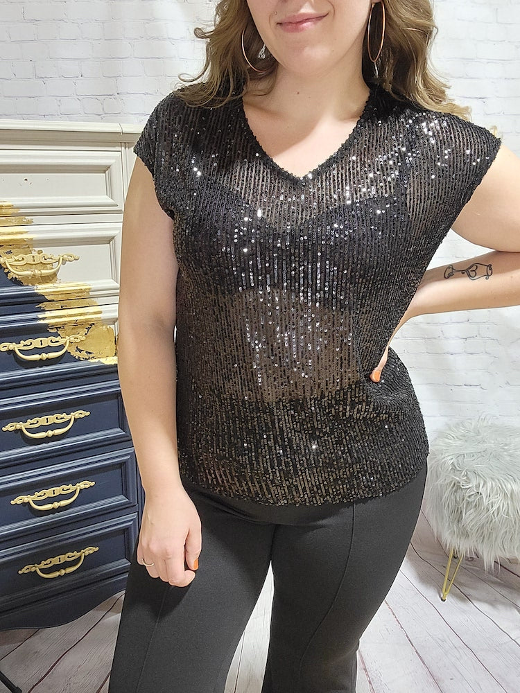 Blusa sin mangas con lentejuelas