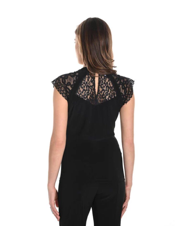 Cap Sleeve Lace Detail Top