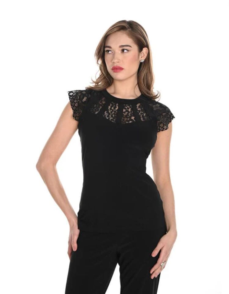 Cap Sleeve Lace Detail Top