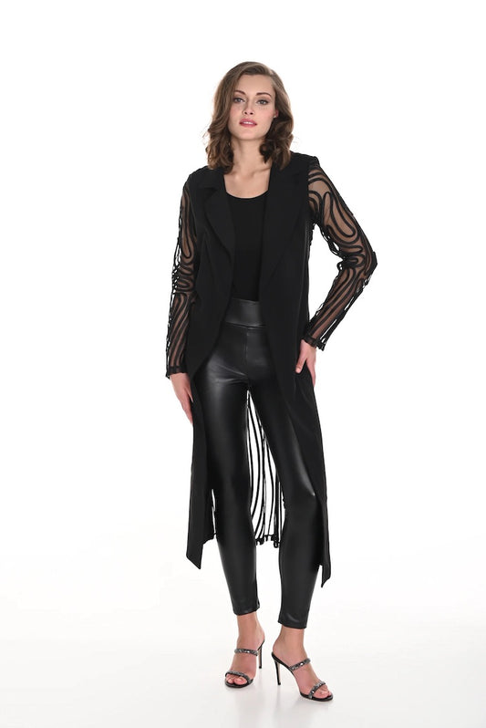 Abstract Sheer Long Blazer