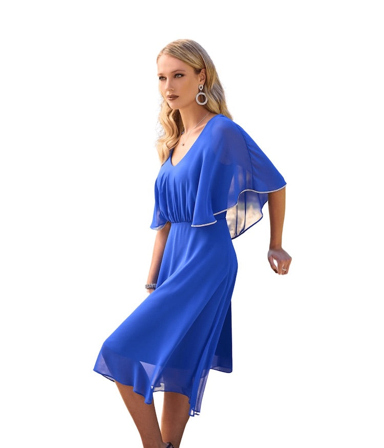 Rhinestone Trim Chiffon Dress