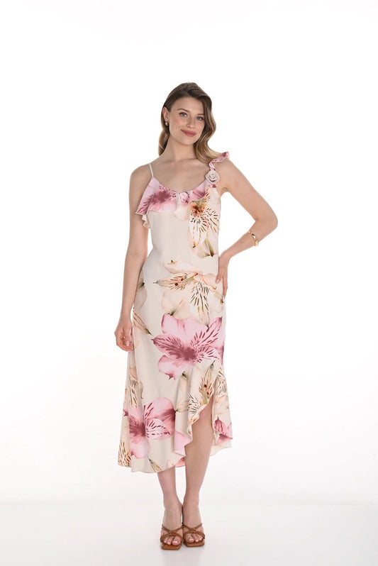 Floral Wrap Midi Dress