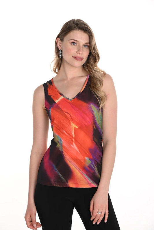 Vibrant Sleeveless V-neck Pullover