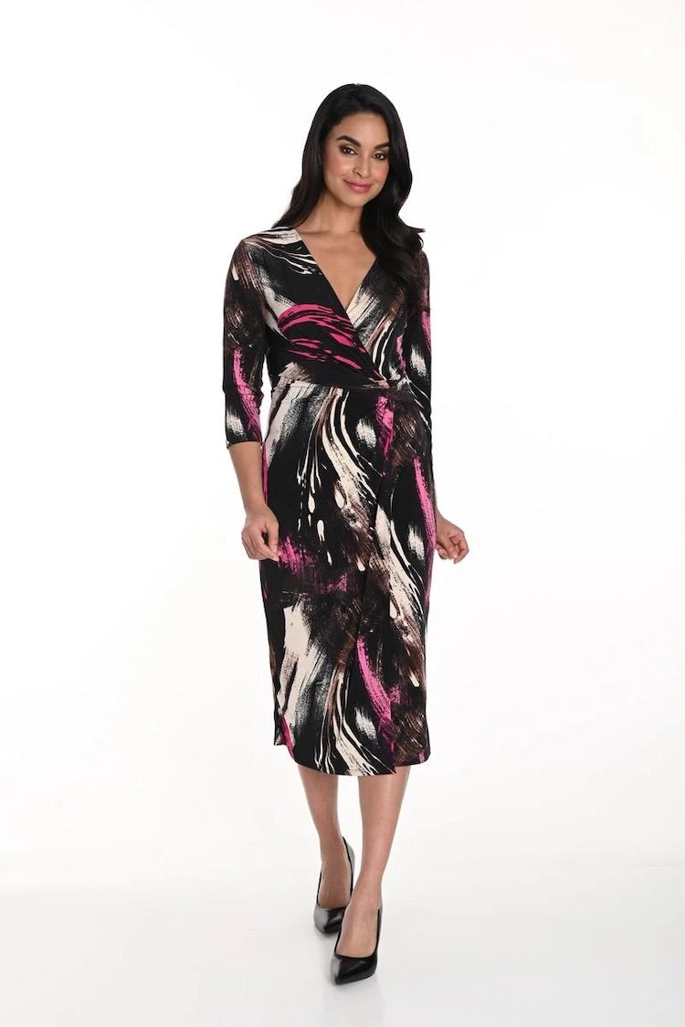 Cross Front Abstract Print Dress