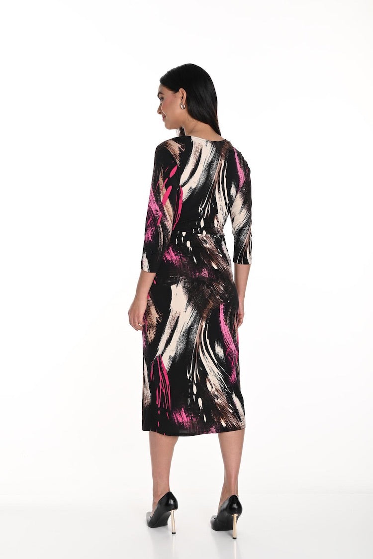 Cross Front Abstract Print Dress