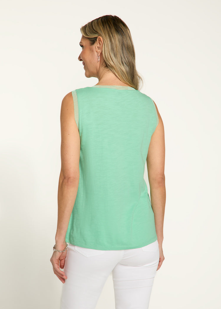 Mesh Hem Sleeveless Top