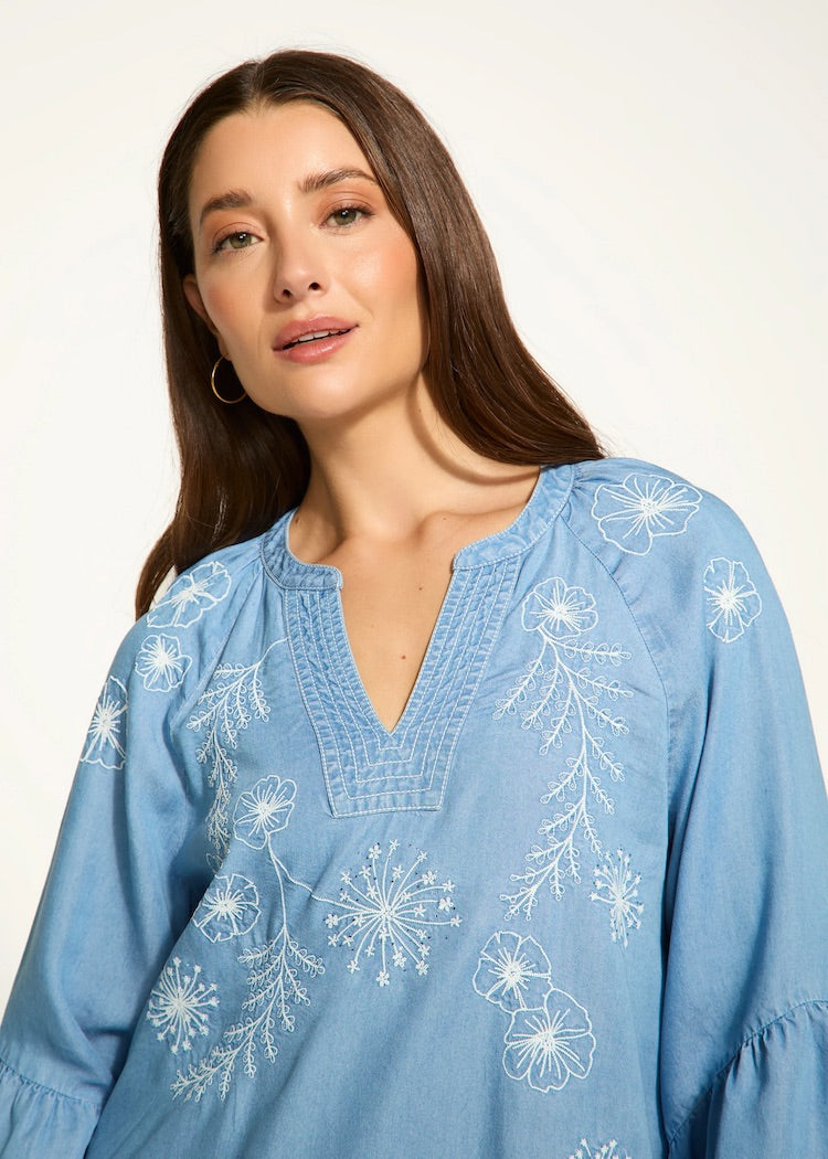 Embroidered Chambray Shirt