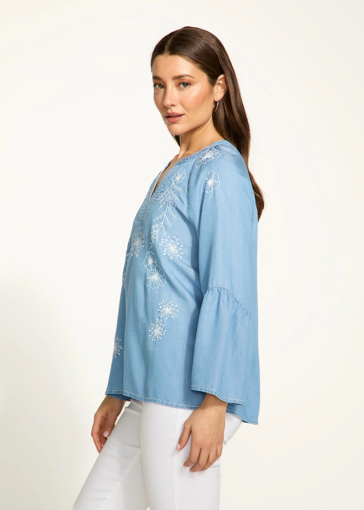 Embroidered Chambray Shirt