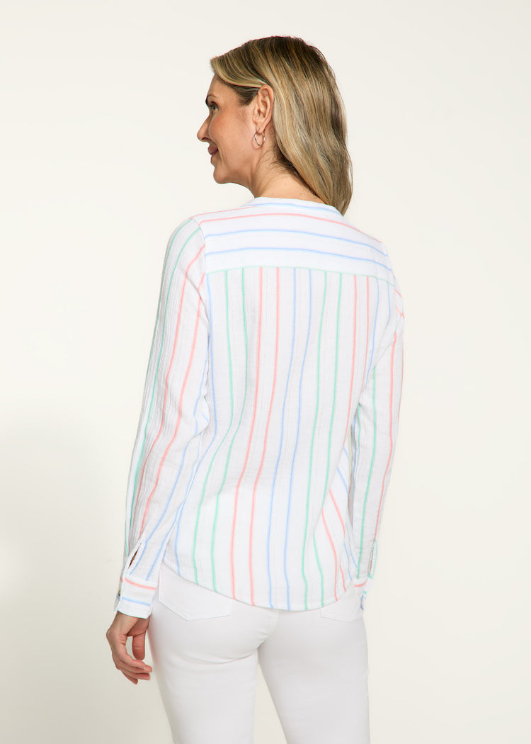 Stripe Button Front Blouse