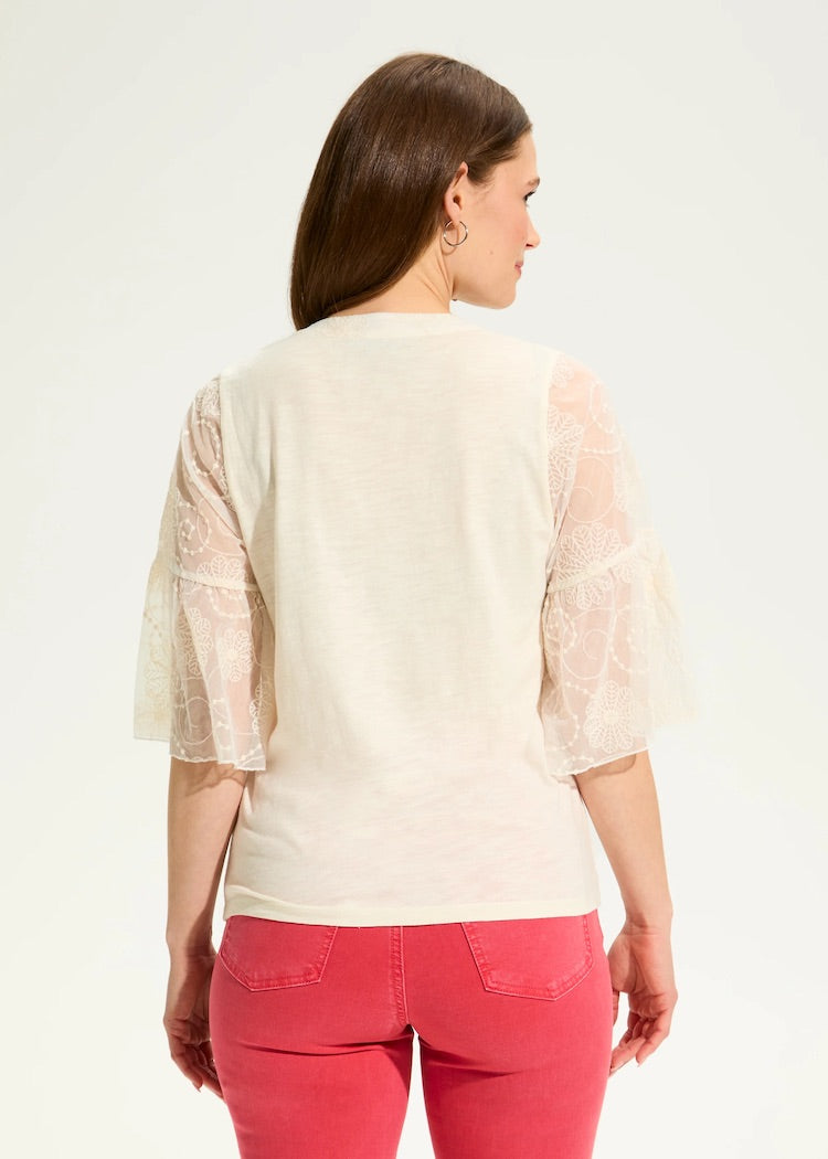 3/4 Mesh Bell-Sleeve Top