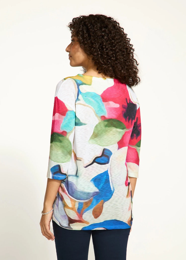 3/4 Sleeve Drop Shoulder Boat-Neck Top