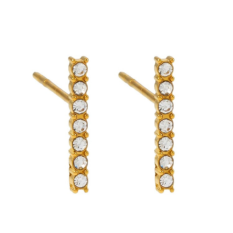 BIHAR: Minimalist Pavé Zirconia Embedded Bar Stud Earrings