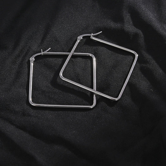 REILYNN Square Shaped Silver Hoops