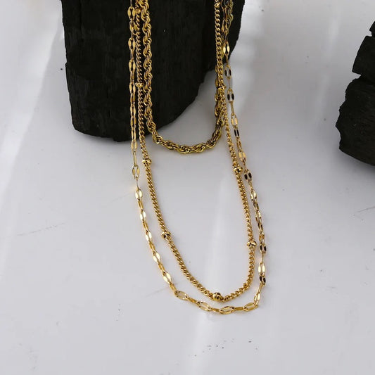 ZURI Triple Layer Mixed-Chain Necklace