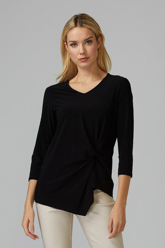 Long Sleeve V Neck Knot Top