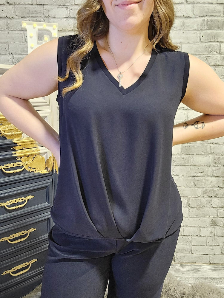 Silky Knit Georgette Sleeveless Top