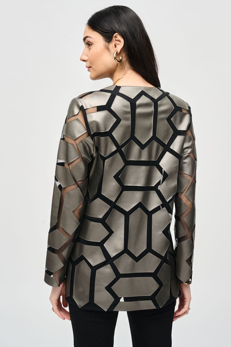 Geometric Pattern Dual Fabric Jacket