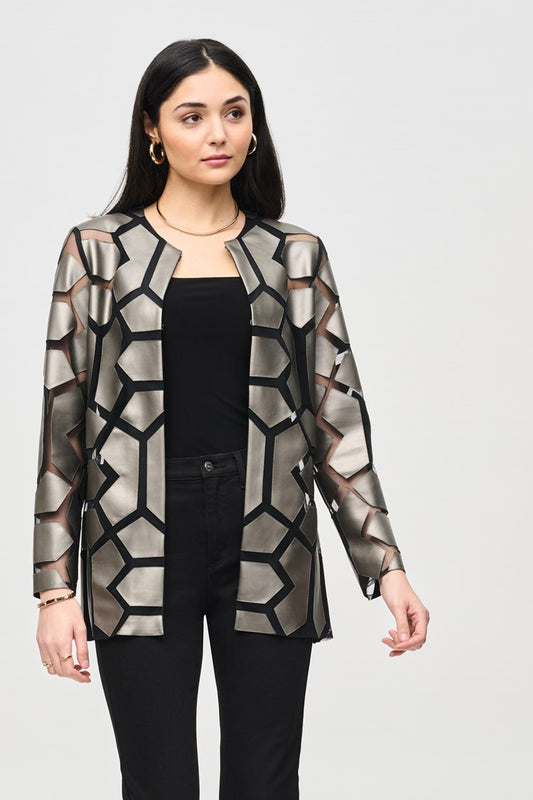 Geometric Pattern Dual Fabric Jacket