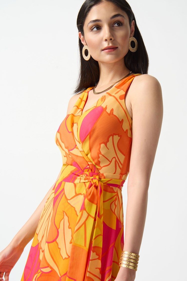 Tropical Print Wrap Dress