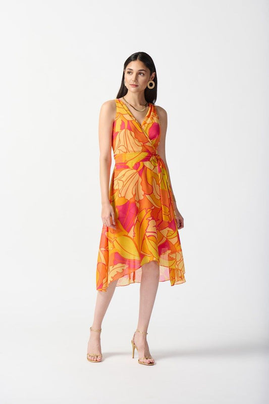 Tropical Print Wrap Dress