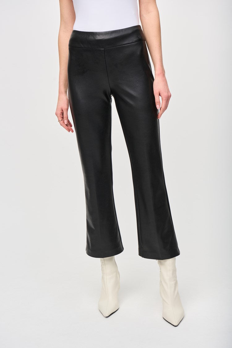 Faux Leather Flare Pull On Pants