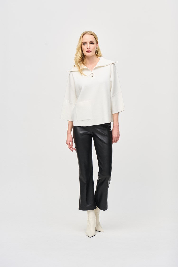 Faux Leather Flare Pull On Pants