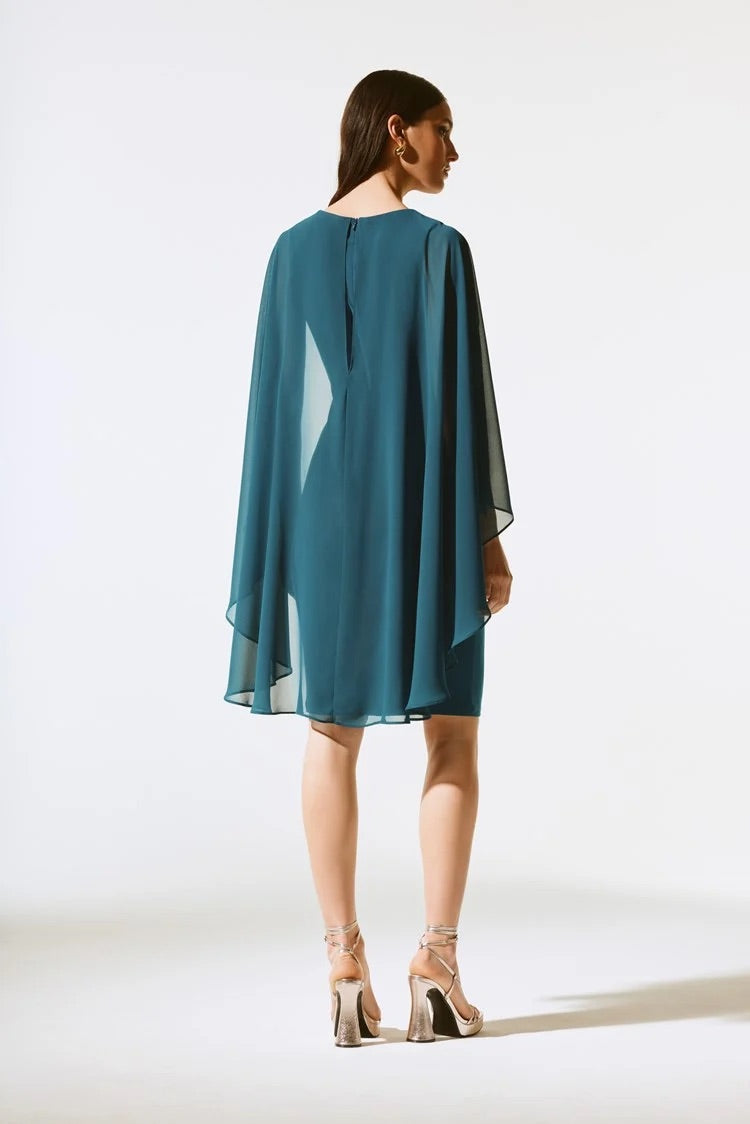 Sheath Dress With Chiffon Cape