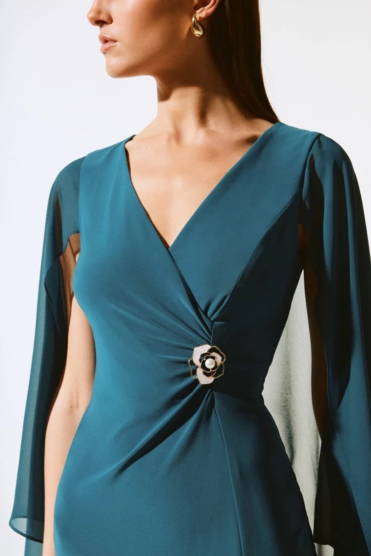 Sheath Dress With Chiffon Cape