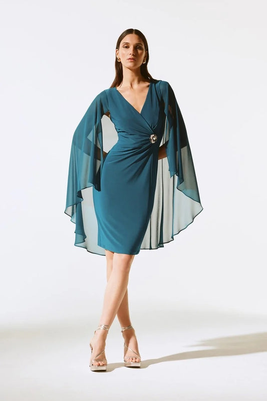 Sheath Dress With Chiffon Cape